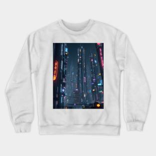 Cyberpunk Cityscape Futuristic Nighttime neon lights Crewneck Sweatshirt